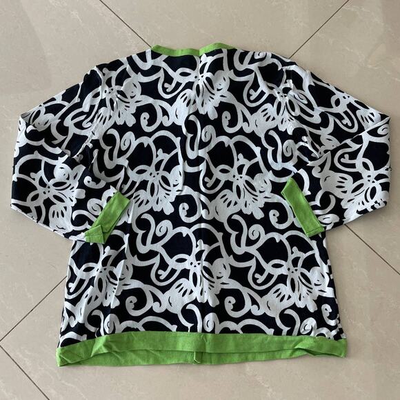 Investments 3/4 Sleeve Geometric Design Cardigan and Black Knit Tank, Ladies XL - Picture 3 of 12